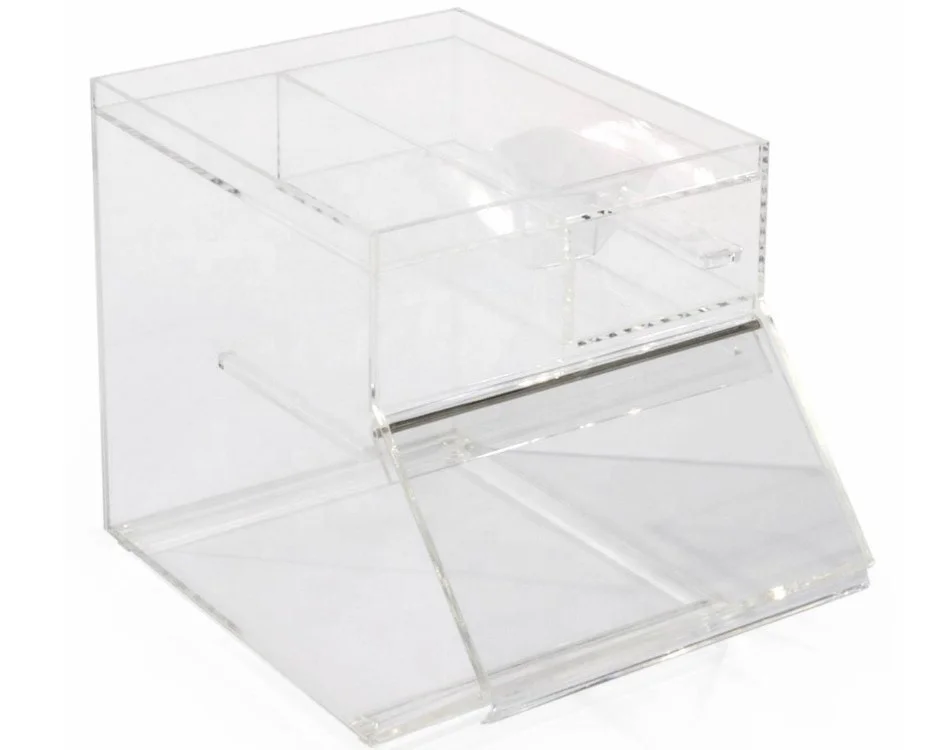 Mini Perspex Sweet Container Box Clear Lucite Candy Dispenser Custom 2 Compartment Acrylic Candy Bin