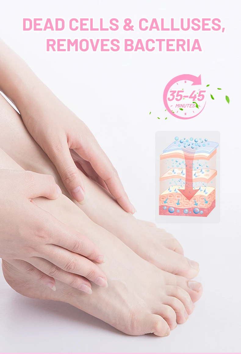 Wholesale Coconut & Vitamin E Peeling Foot Mask Sock with Hyaluronic Acid for Moisturize Smooth Repair and Soften Cracked Heels