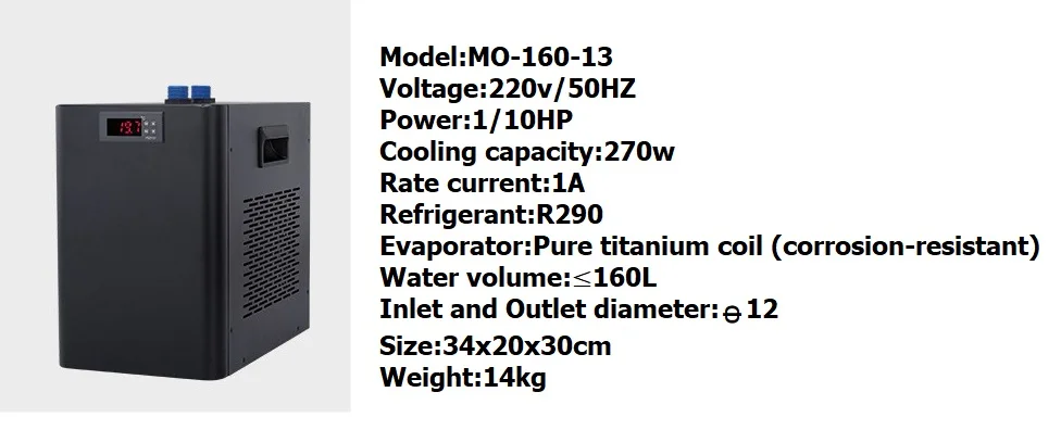 Mini Water Chiller, 1HP, 2600W, 220V, Titanium - detail 16