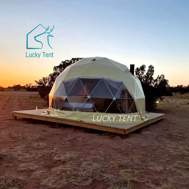 Direct Factory 6-8 Person Glamping Round PVC Geodesic Dome Tent 6m for Camping Outdoor Hotel Resort Village Homestay