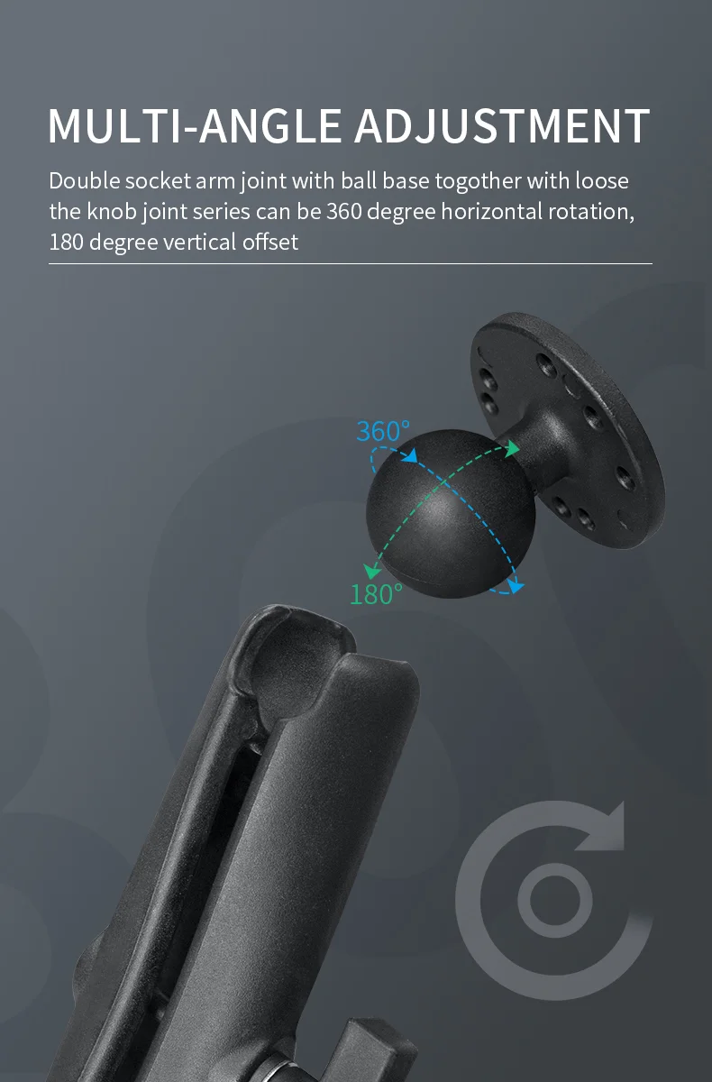 High Power Hardwire Short Double Socket Arm and Fork Stem Mount for iPhone 6 Plus 5.5 (sku 30539)