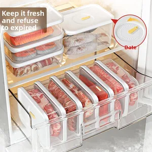 Special Thickened Plastic Food Sealing Storage Box with Timer Small Fresh-Keeper for Frozen Meat & Food Refrigerator Storage