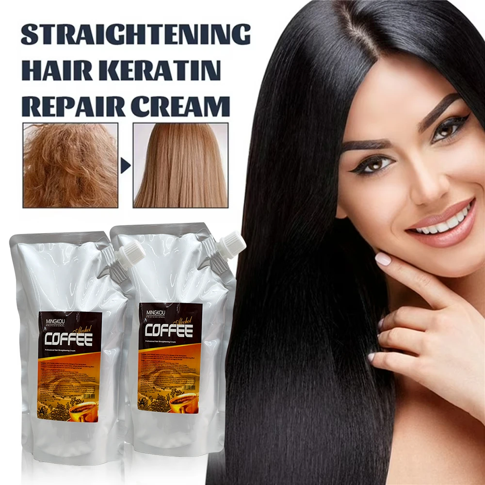 Customize Silky 3 in 1 Coffee Essences & Hydrolized Keratin Hair Straightening Cream + Neutralizer (A & B Set 1000ml Each)
