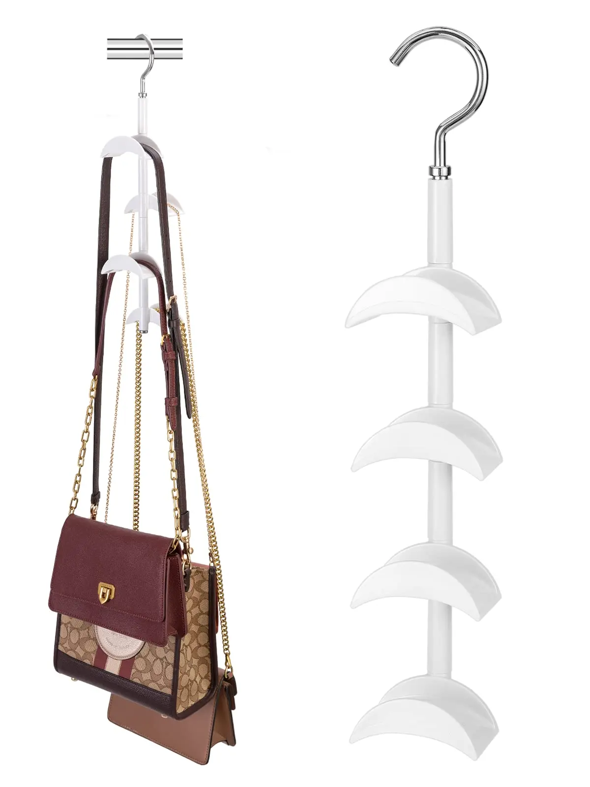4 Hooks Hanging Closet Handbags Accessories Organizer Holder Purse Hanger
