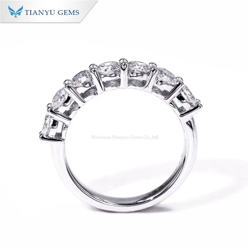 TIANYU GEMS Customized Fine Jewelry 3.5mm 10K 14K 18K White Gold Round Brilliant Lab Grown Diamond Engagement Wedding Band Ring 70043