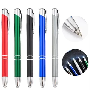 OEM Logo Print Novelty Sports Multi-Functional Ballpoint Pen with LED Light for Ad Promotional Gift Metal Pen 1.0mm Write