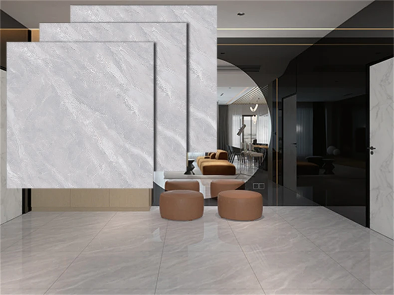 600*600mm Ceramic Tile Porcelain Look Slab Floor Tile For Indoors Polished Glazed Marble Graphic