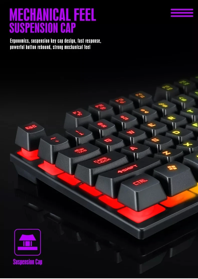 Twolf Tf200 Gaming Wired Keyboard And Mouse Combo Computer Mechanical