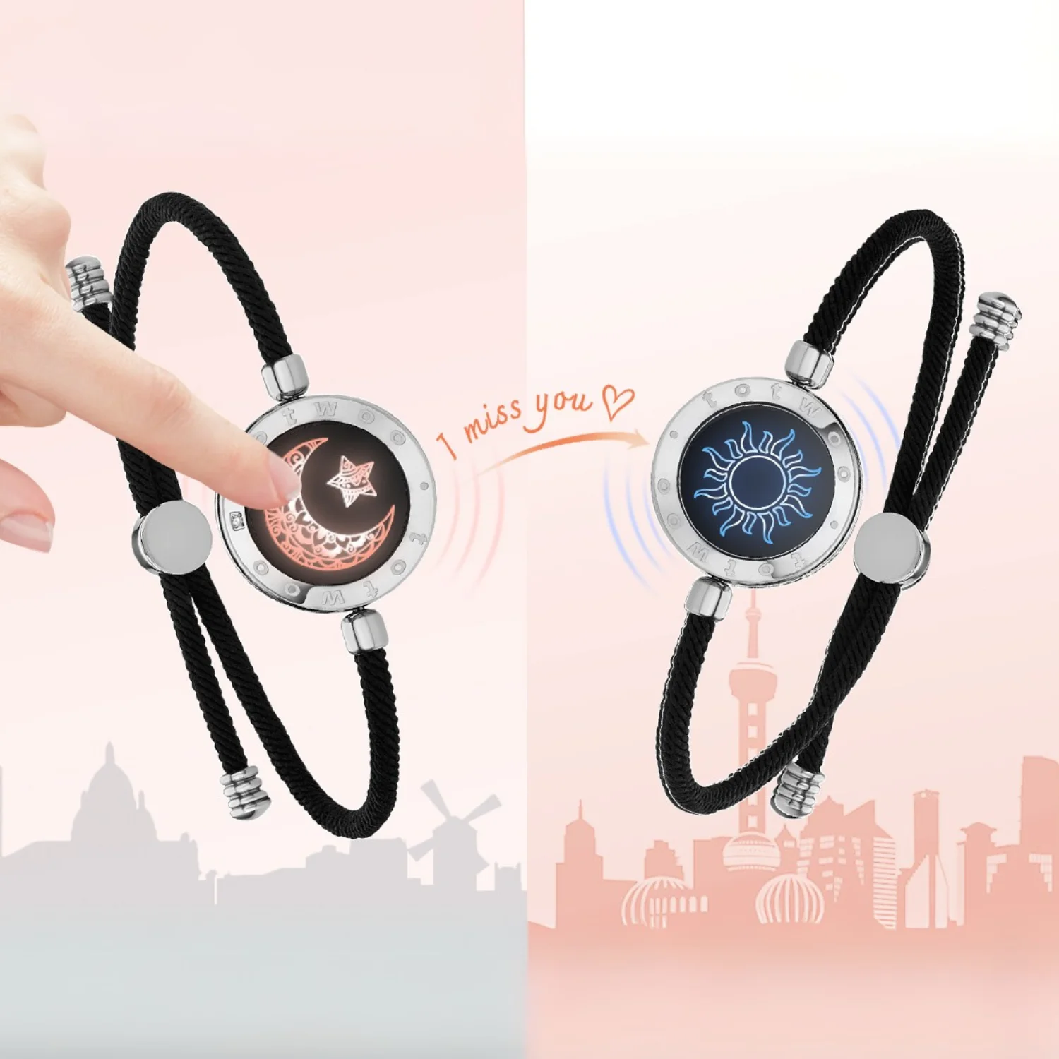Fine Jewelry Sun and Moon Couple Bracelet Totwoo Smart Bracelet with  Light-Up and Vibrate for Long-Distance Jewelry for Women