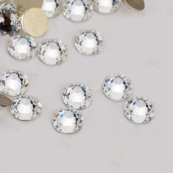 Ready To Ship OPL Bulk Wholesale Flat Black 8+8 16-Facet Crystal Glass Rhinestones - Non-Hotfix Strass for Dresses