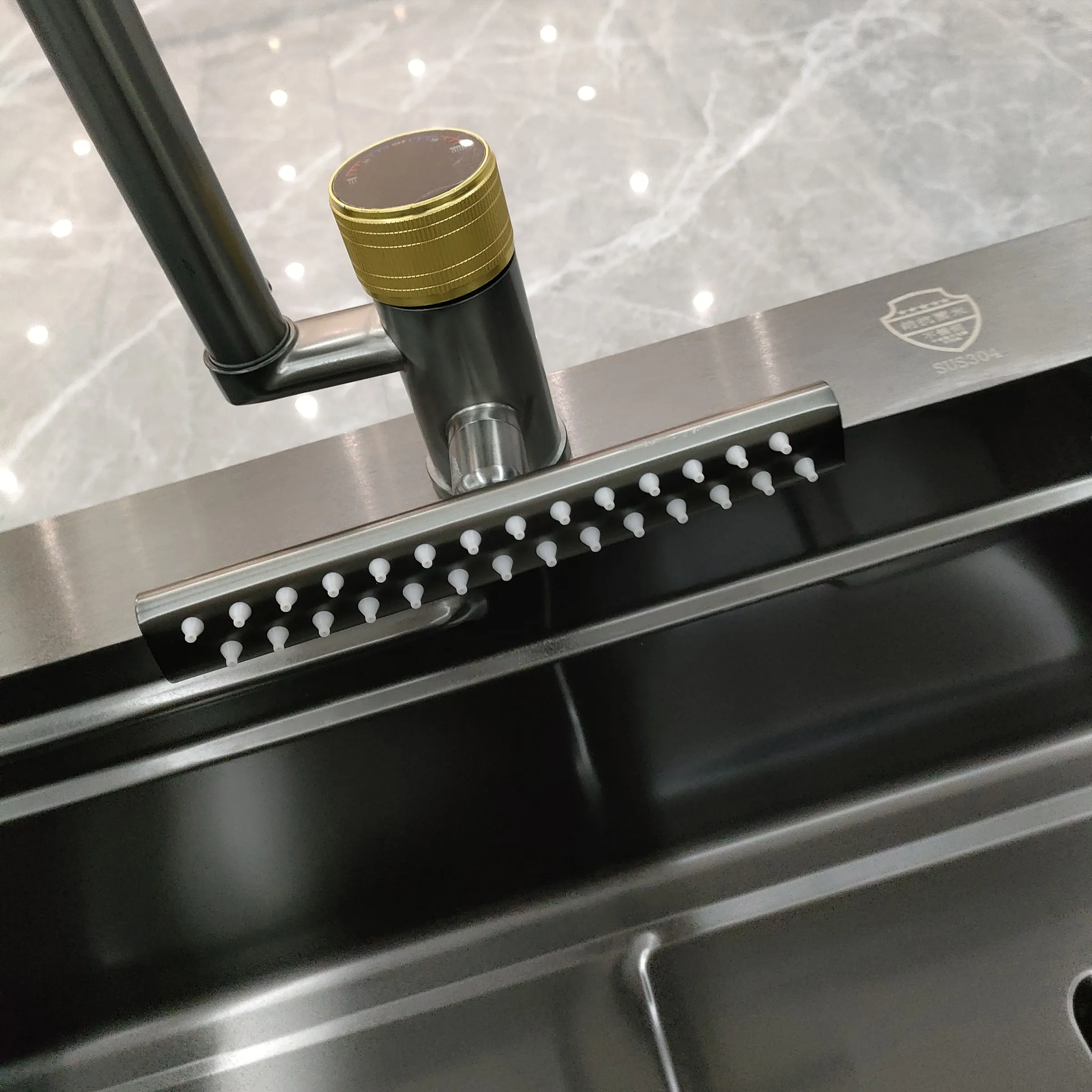 Clasikal Luxury Black Rectangular Single Bowl Stainless Steel Kitchen