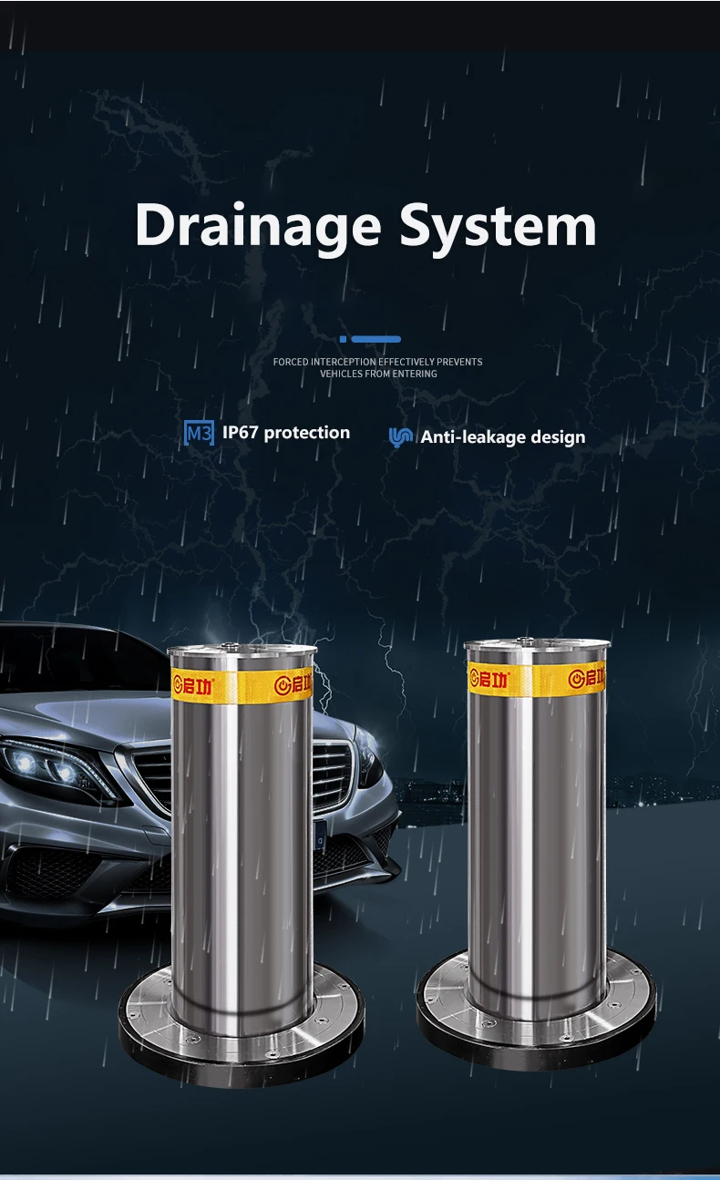 High Quality Post Anti-collision Stainless Steel Bollards Parking System Automatic Rising Hydraulic Bollard