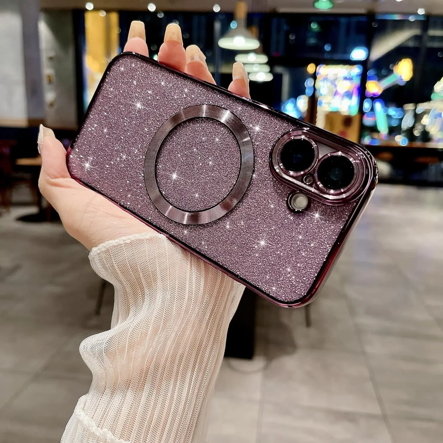 Case for iPhone 16 Magnetic Glitter Luxury Plating Cute Clear Phone Case for Girls Women with Camera Protector Back Cover manufacture