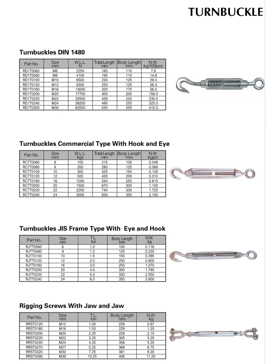 Turnbuckles Jis Frame Type With Eye And Hook Rigging Screws With Jaw ...