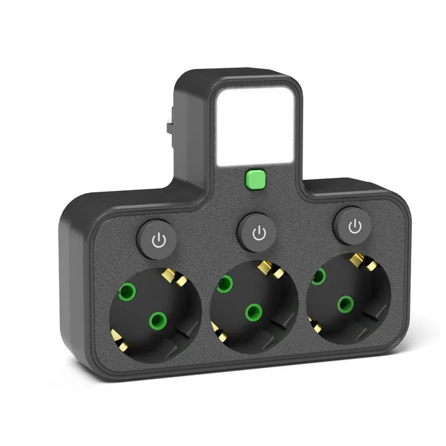 GELISTAR New Design European Wall Socket 3ways Outlet LED Light Power Strip Extension Socket Wholesale
