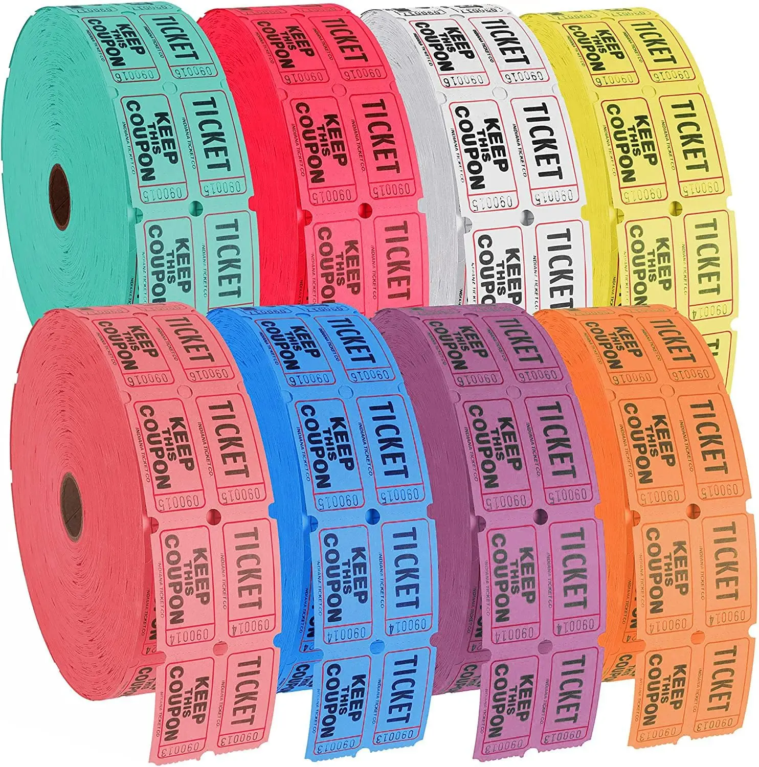 Custom Double Raffle Tickets Assorted Color Lottery Raffle Tickets 2000 ...