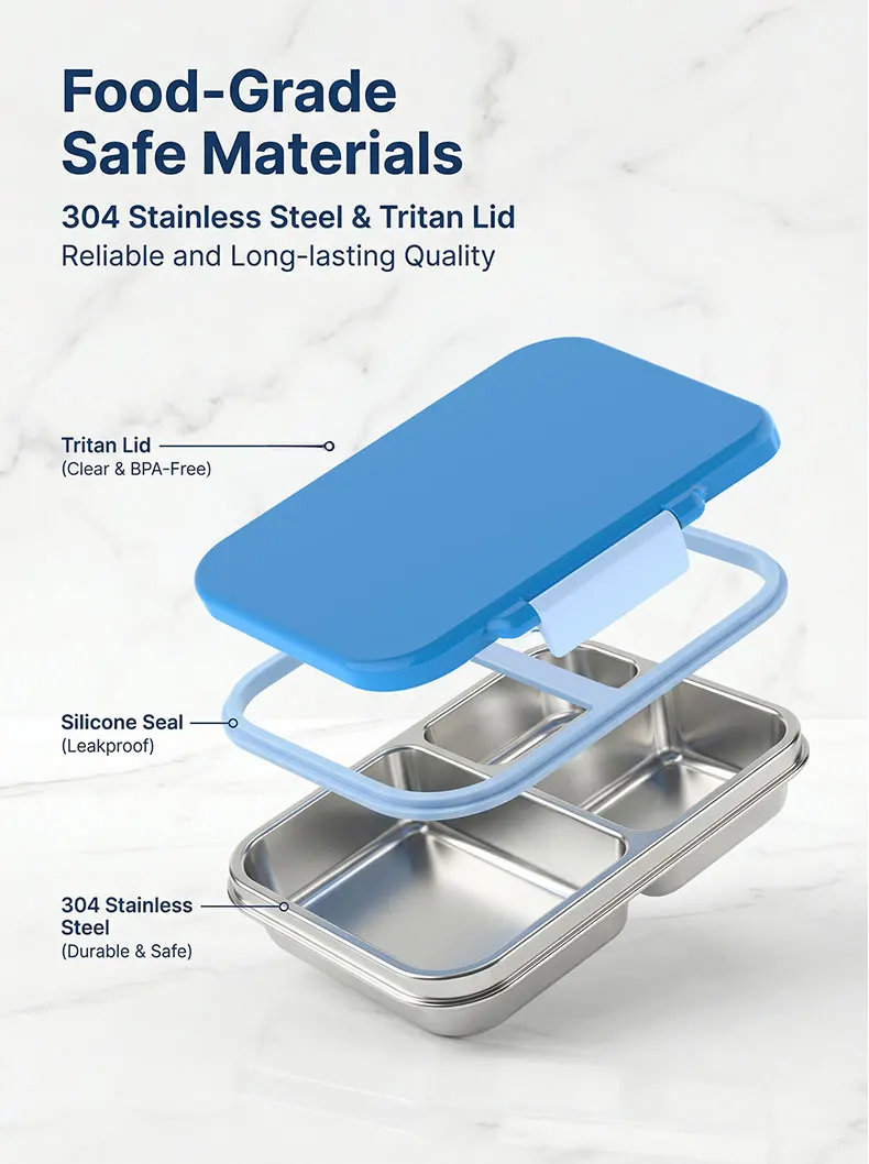 KOLINK 3-Compartment Stainless Steel Bento Box Detail 5