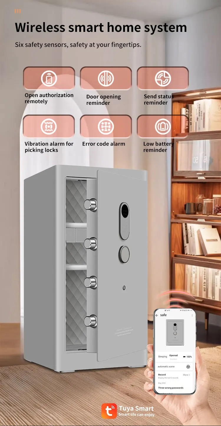 CEQSAFE Home Security Steel Locker Intelligent Electronic Digital Lock Anti-theft Fingerprint Safe with TUYA APP WIFI factory
