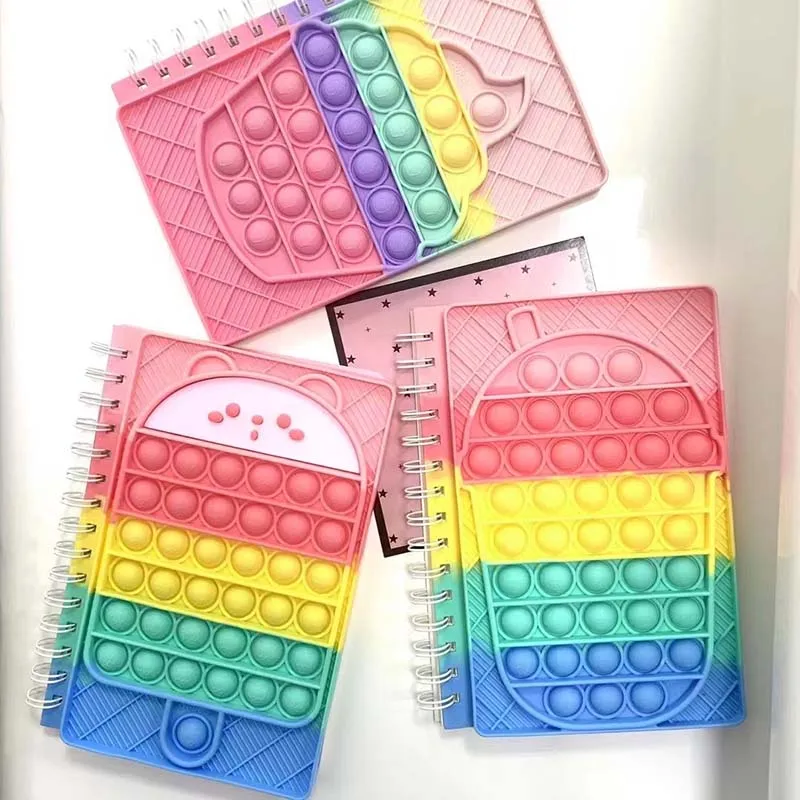 Newest Pop Itting A5 Notebook Fidget Toy Carrot Shaped Cover Cute Diary Notebook for School