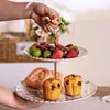 Colorful Floral - Bone China 2 Tier Plate Set with Rack