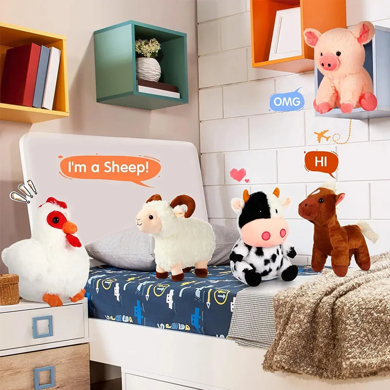 Animales de Granja de Peluche Personalizados al por Mayor, Decoraciones  para Fiestas de Cumpleaños, Cerdo, Gallo, Caballo, Oveja, Vaca, Animales de  ..., image size:800x800