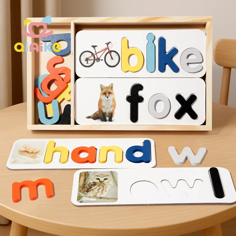 Kid See and Spell Word Games Learning Toy Alphabet ABC Letter Cards Matching Blocks Toy Children Spell Learning Educational Toys