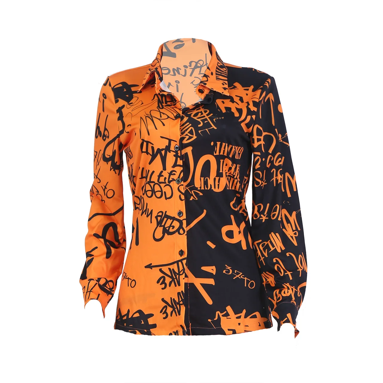 camisa de seda laranja