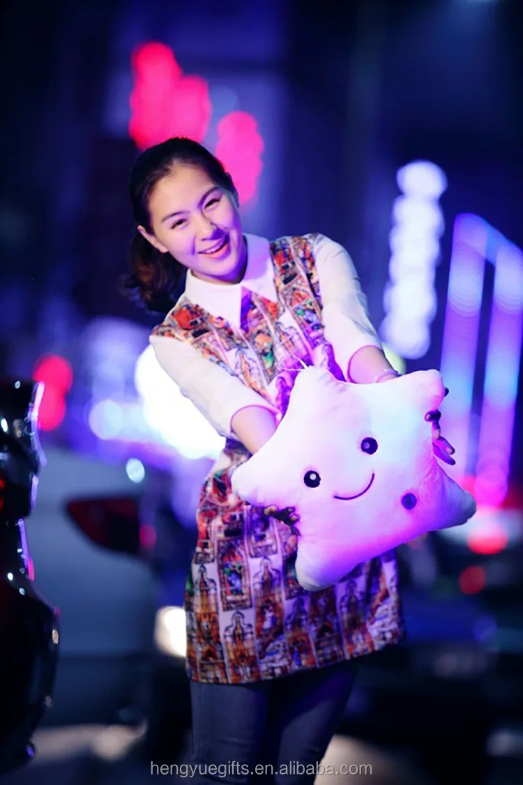 Valentine's Day Creative 34CM Glowing Pillow Led Light Colorful Luminous Stars Plush Toys For Kids Children