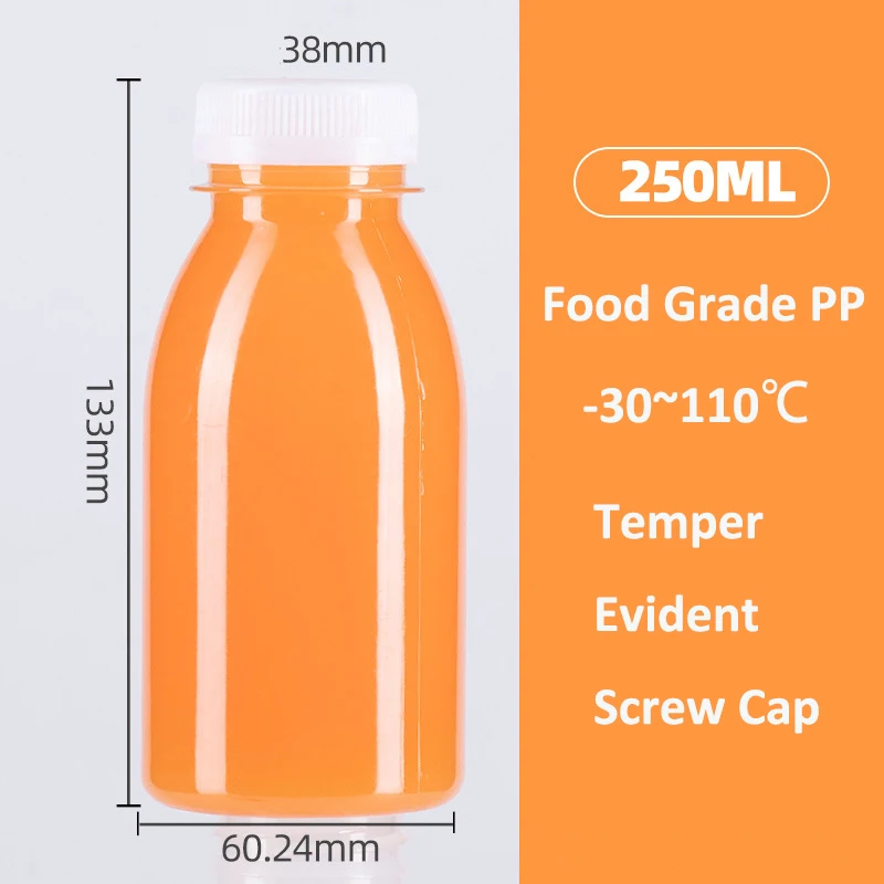 Plastic juice bottle with temper-evident Screw caps Boba tea bottle For Drink beverages PP/PET factory