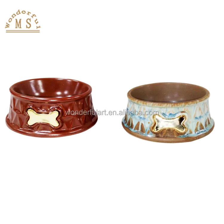 3D Modern Embossed porcelain dog food bowl Best sales different special shape environmental durable ceramic cat feeder bowl