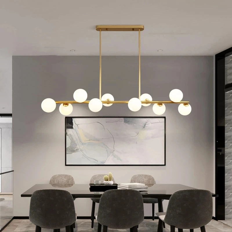 Modern Dining Room Ceiling Chandelier Suspension Horizontal Glass Balls Chandeliers Kitchen Hanging Lamp Office Front Desk Light