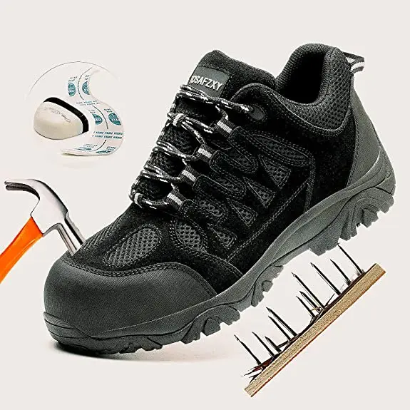 Высококачественная металлическая дышащая мужская обувь с водонепроницаемым проколотым устойчивым к ударам композитным носком