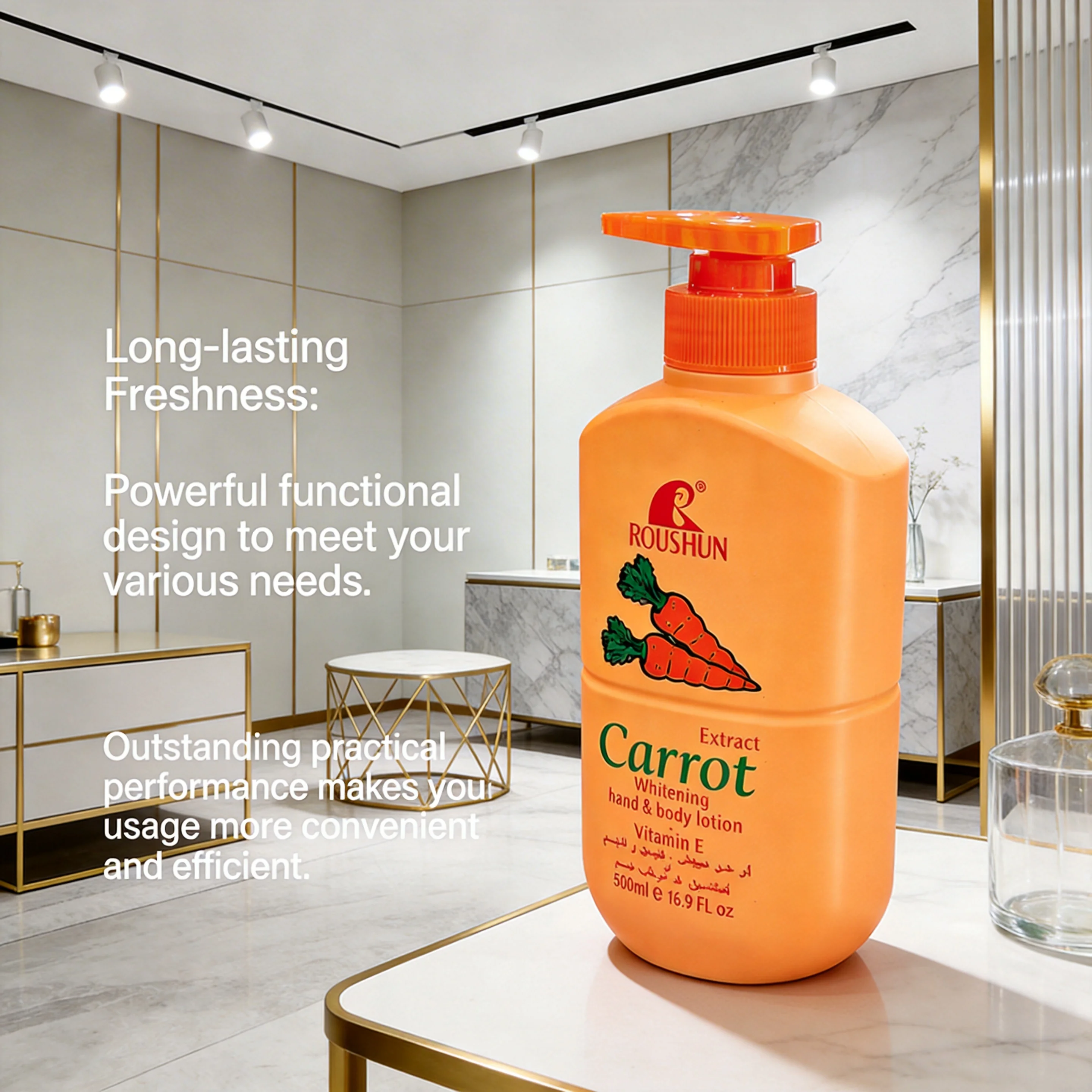OEM 500ml Lotion Manufacturer Carrot Orange Skin Lightweight