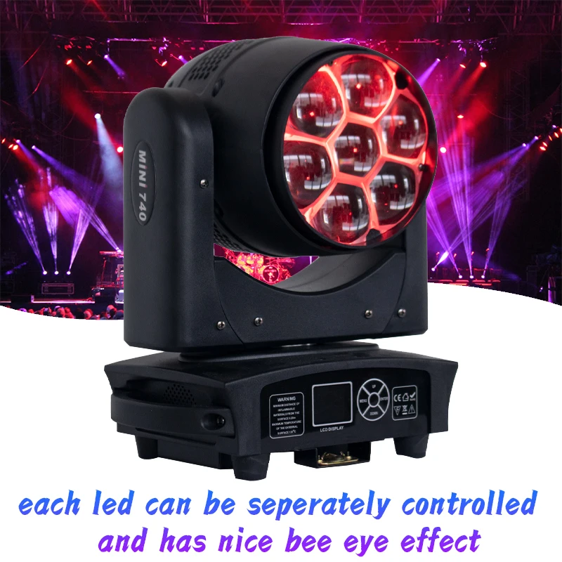 Igracelite 7*40w Mini Bee Eye Led Moving Head Zoom Wash