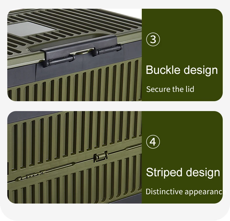 Popular Outdoor Plastic Korean Collapsible Storage Crate Striped Design