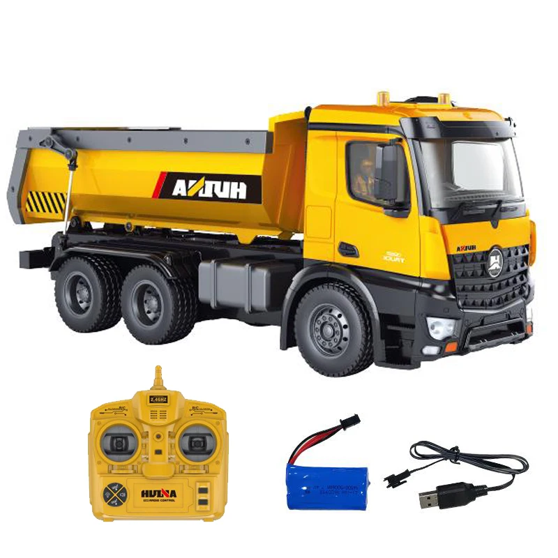 HuiNa 1573 Metal 1/14 RC Dump Truck - 10ch, 6-Wheel Construction