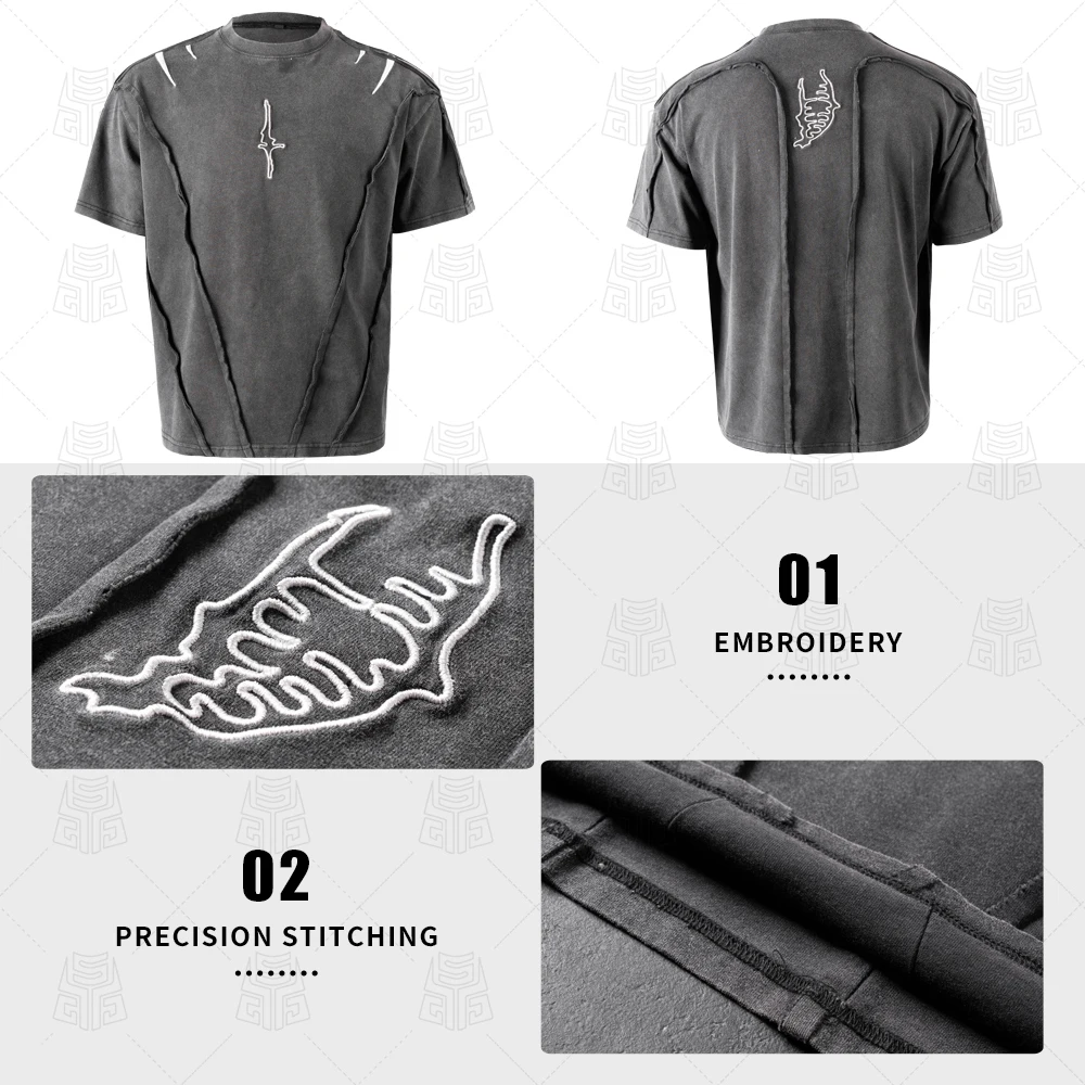 product custom mens t shirts100 cotton oversized streetwear t shirt manufacturer  embroidery and edge processing-4