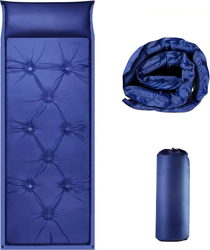 Самонадувающийся спальный коврик для кемпинга, надувной коврик из ПВХ, встроенный насос с подушкой, водонепроницаемый воздушный матрас для кемпинга