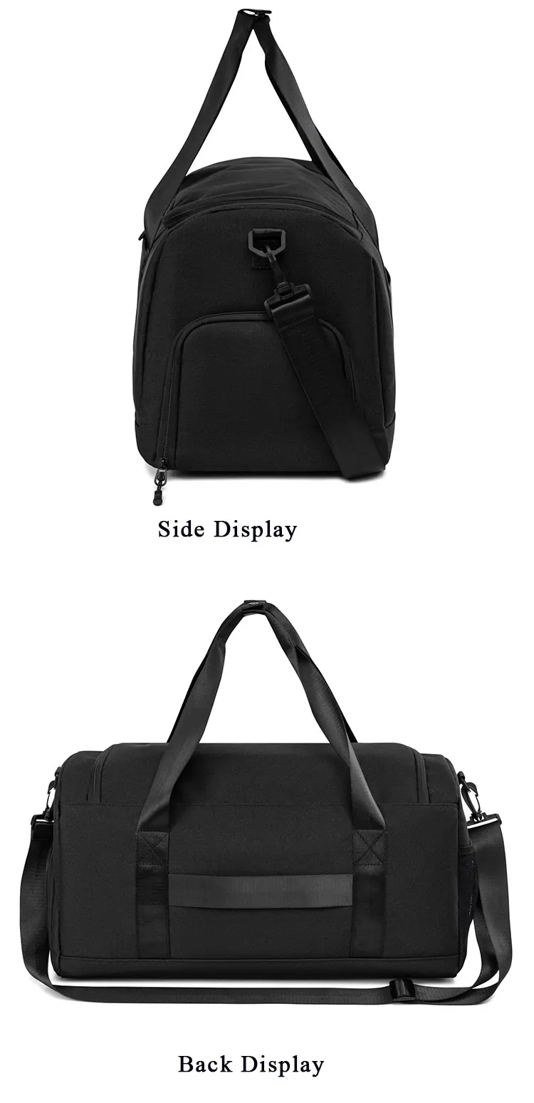 Custom Black Gym Duffle Bag With Shoes Compartment And Wet Pocket Water