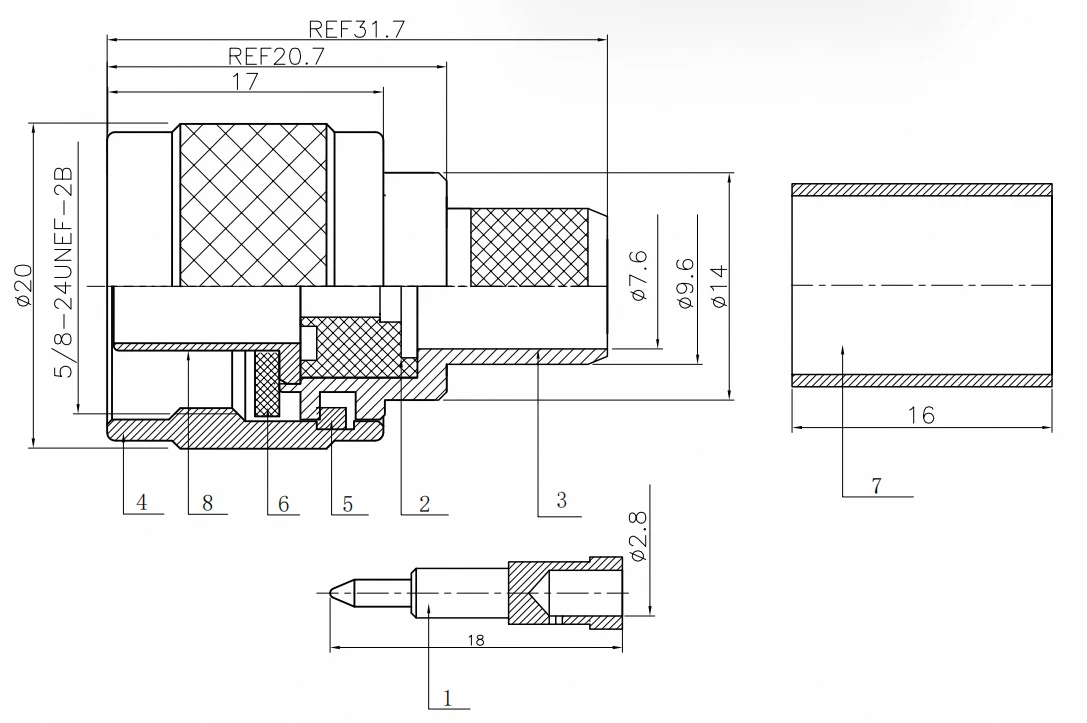 product factory n c j7 connector rf male head n connector crimp rg213 400 cable n male coaxial connector-2