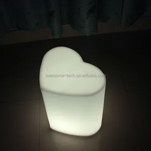 Hot Sale LED Heart Chair Stool Fashionable Glowing Decorative Furniture Lighting Multicolor Commercial Plastic Stool LED Lights