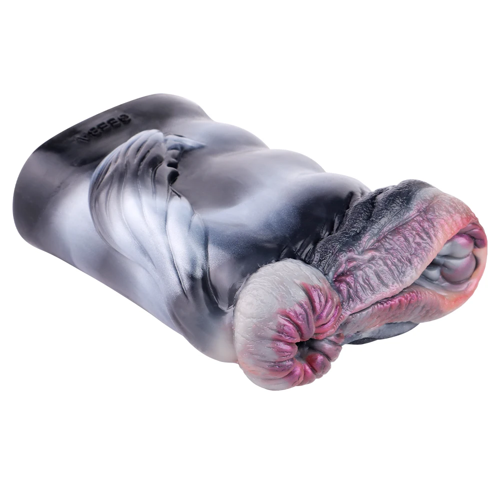 GEEBA Dual Channel Animal Horse Masturbation Cup Soft Silicone Male  Masturbator Realistic Vagina Prostate Massage Adult Sex Toy