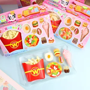 Children's Gummy Candy Hamburger and Egg Pretend Play Toys Fruity Flavored Fried Snacks Fruit Box Wholesale Coated Decoration