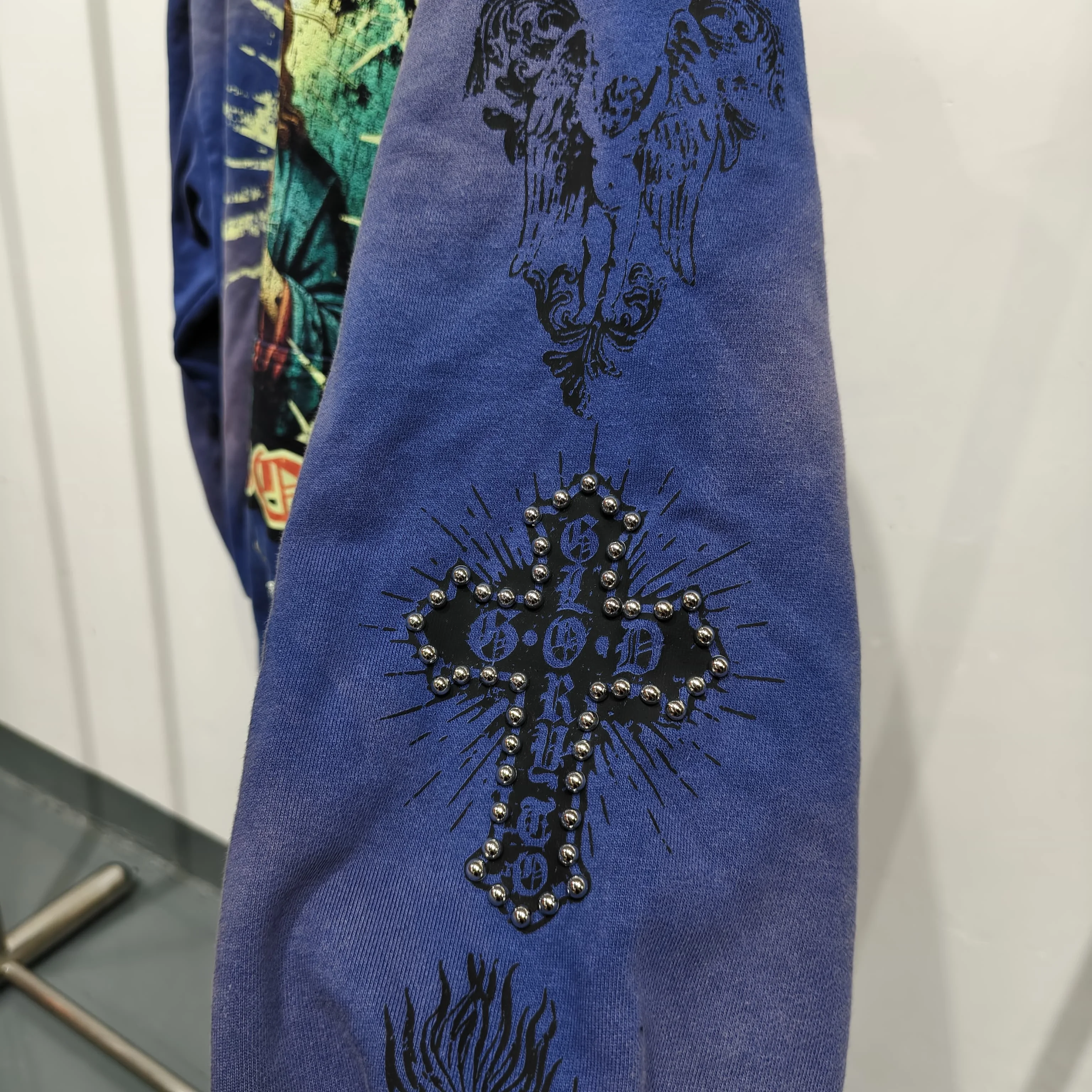Custom 100% Cotton Oversized Men's Hoodie with Graphic Print and Rhinestones Y2K Streetwear Hoodie gallery 2