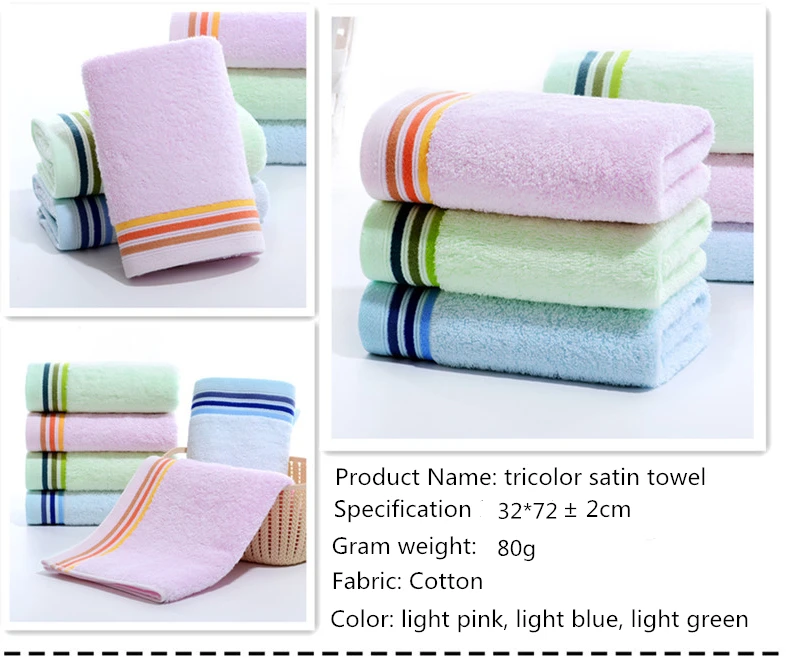 Home Textile Supplier 3 Color Satin Absorbent Hand Towels White Face custom towels supplier