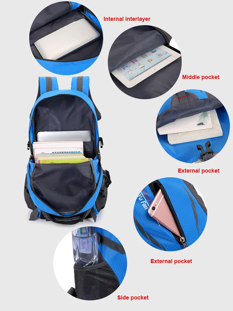 Multifunctional Wholesale Waterproof Outdoor Lightweight Foldable Sport School Mens Travelling Camping Hiking Backpacks