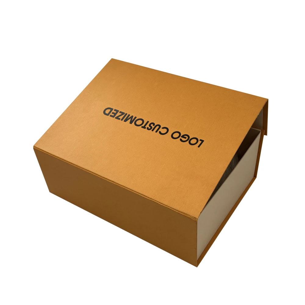 Luxury folding box Customizable orange designer Packaging Cardboard Magnetic Closure Gift Clothing Packaging with Logo