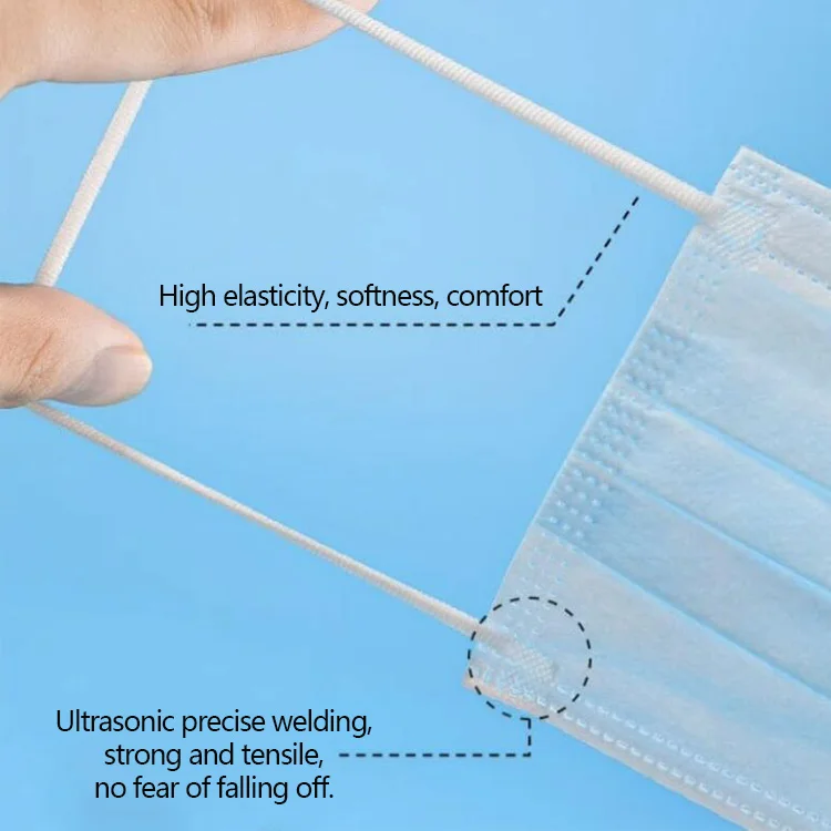 Disposable Mask Blue Industrial Dust Mask Adults 3ply Face Blue With