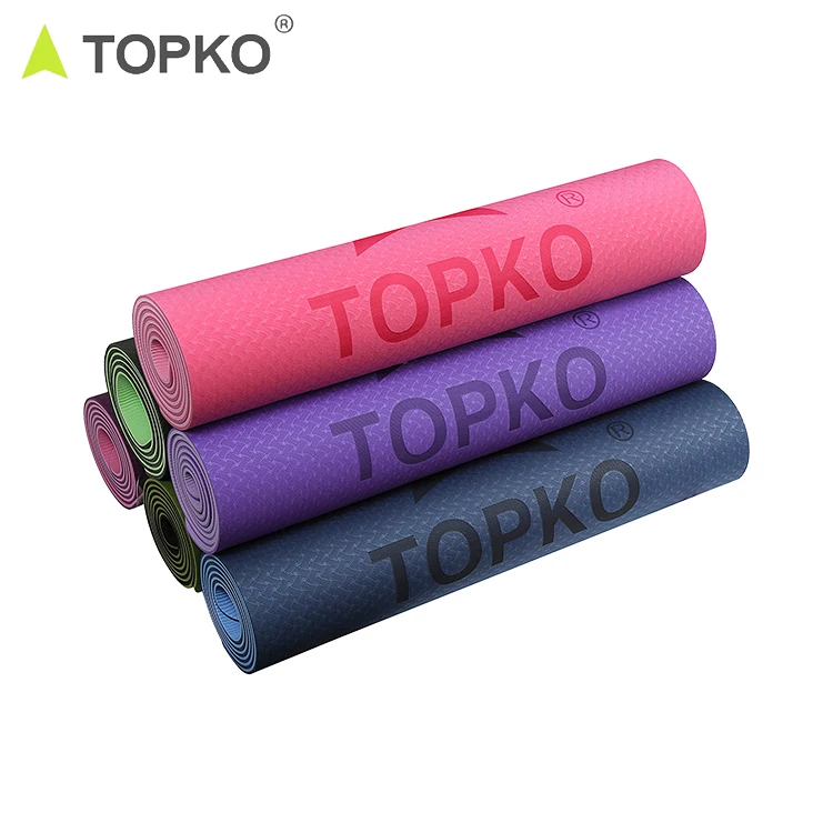 TOPKO  Exercise Anti Slip Eco Friendly Yoga Mat 4mm,5mm,6mm,8mm Thick Double Layer TPE Yoga Mat