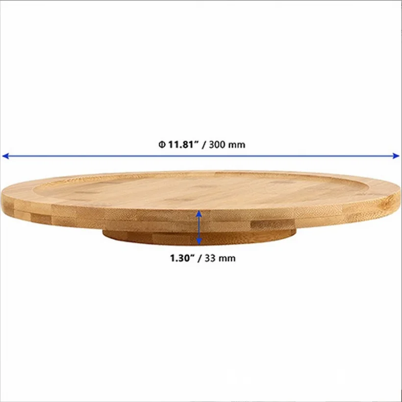 Bamboo Wooden Cake Stand with Rotating Plate